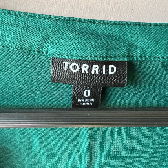 Green Babydoll Stretch Challis Zip Front Torrid Tunic Casual Top 0 (L) #1861 - Picture 5 of 10